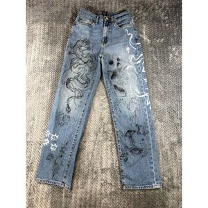 BDG Urban Outfitters Straight Jeans Women 27 Dragon Skull Sketches Customised